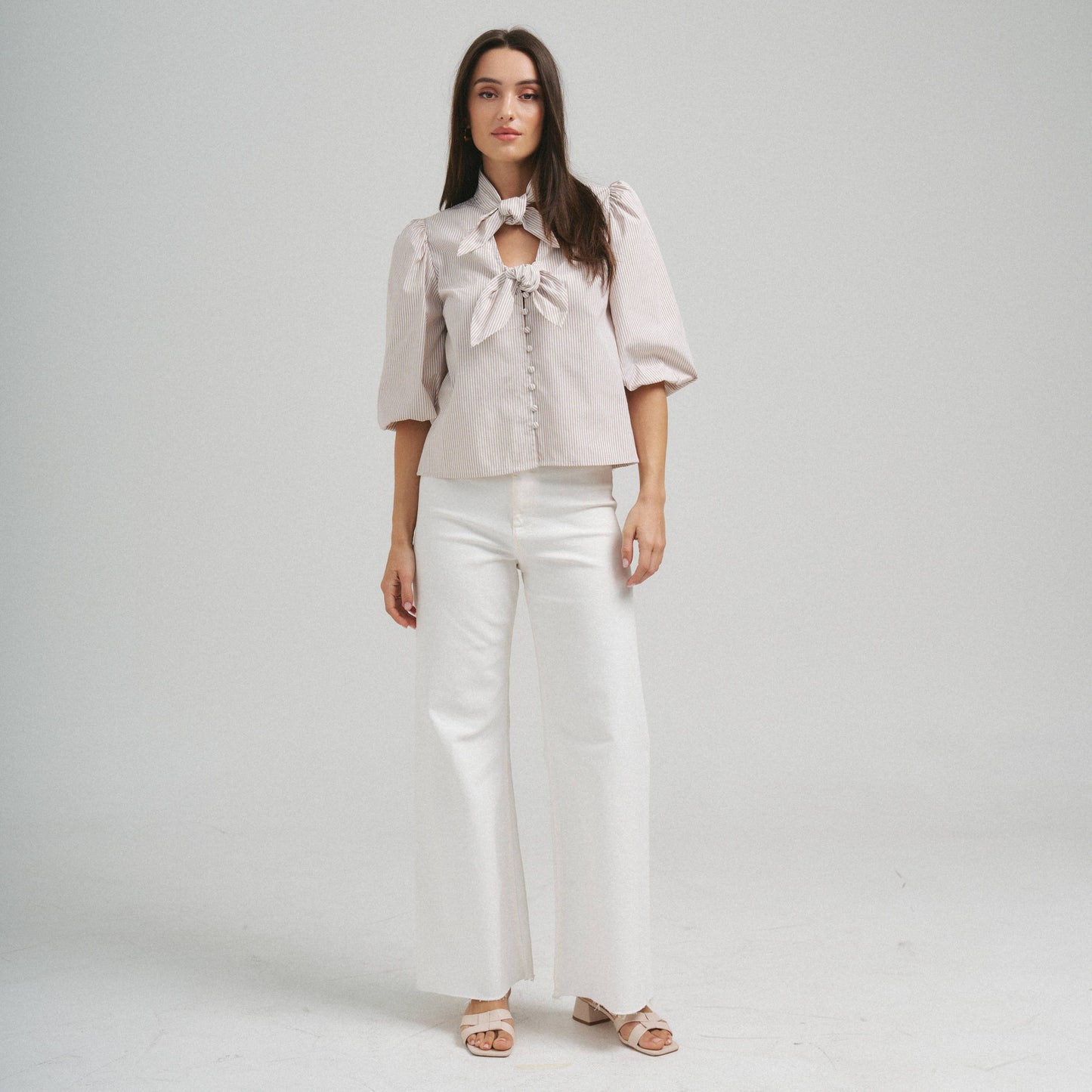 Open tie front blouse