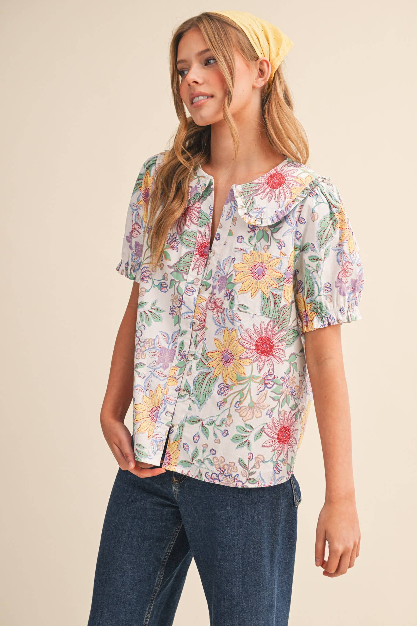 DOLL COLLAR BUTTON DOWN TOP