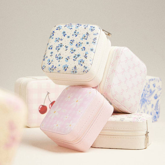 Pattern Portable Square Jewelry Box