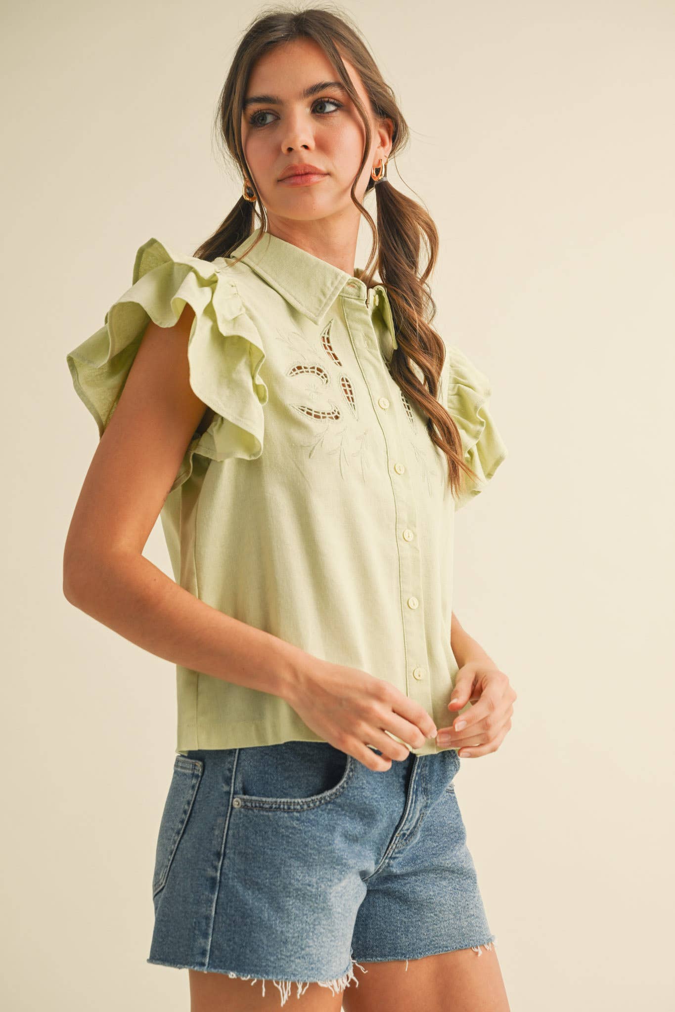 EMBROIDERED Lime Cut Out