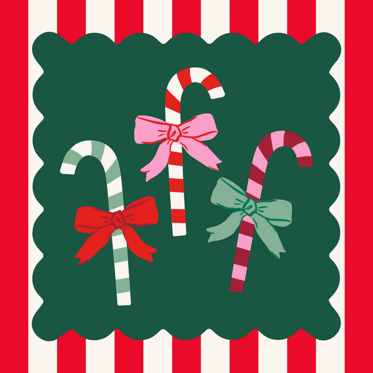 Holiday Christmas Cocktail Napkins | Candy Cane Stripe