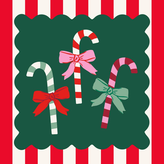 Holiday Christmas Cocktail Napkins | Candy Cane Stripe