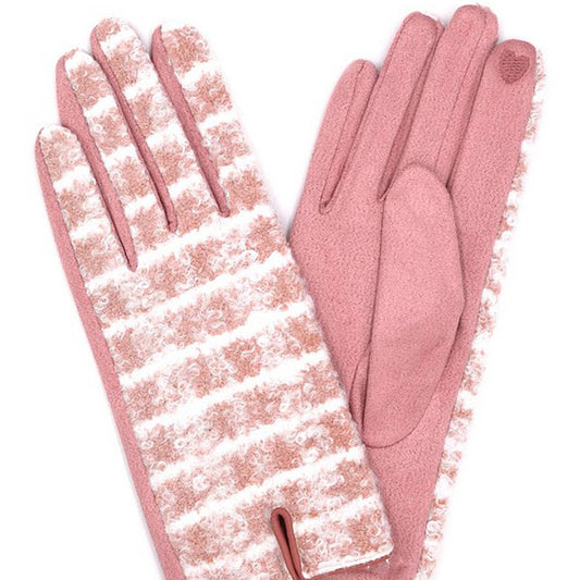 Fuzzy Check Plaid Smart Touch Gloves