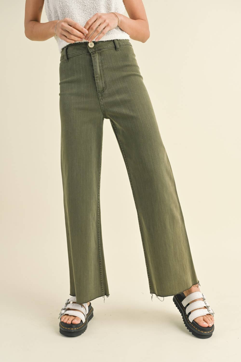 Olive Wide Leg Jeans