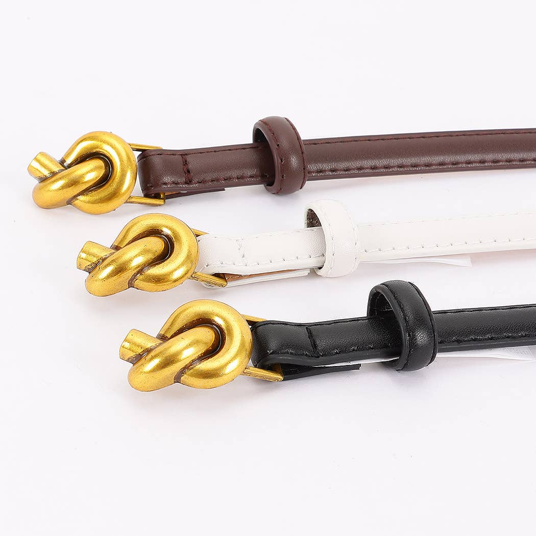 Metal Buckle Faux Leather Belt