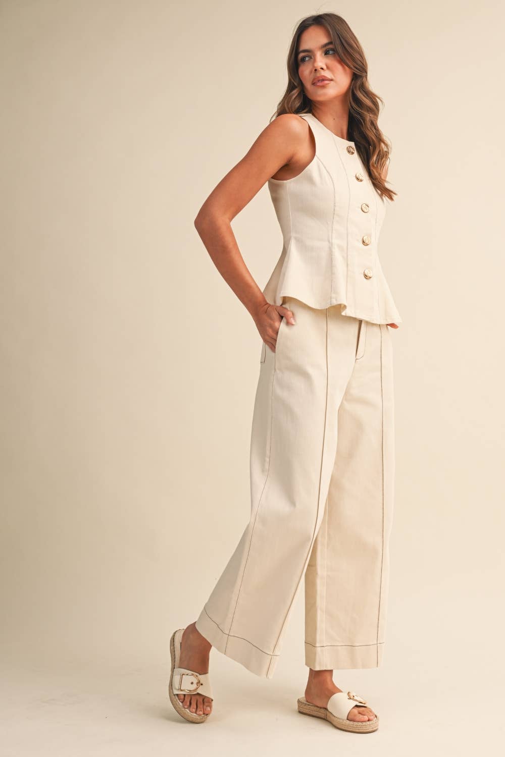 Peplum Top AND STRAIGHT PANTS SET