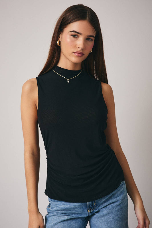 MOCK NECK SLEEVLESS MESH TOP *More Colors*