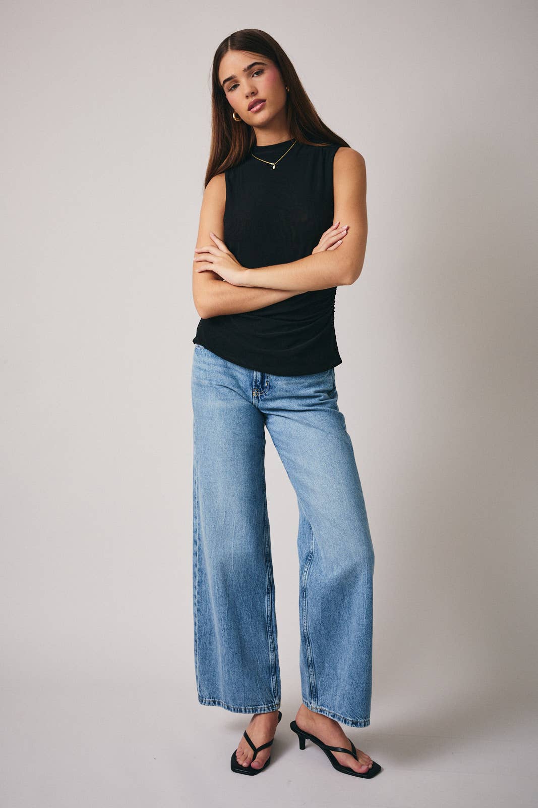 MOCK NECK SLEEVLESS MESH TOP *More Colors*