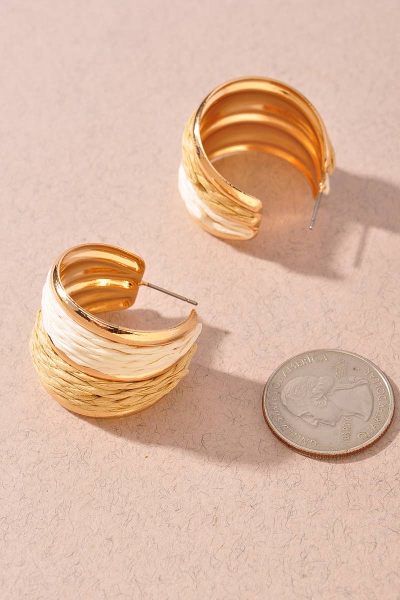 TWO TONE STRAW HOOP EARRINGS