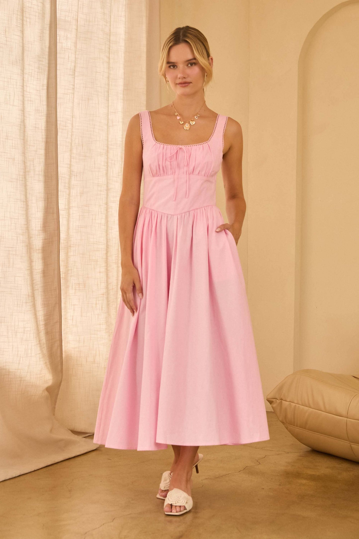 Princess-Waist Midi Dress