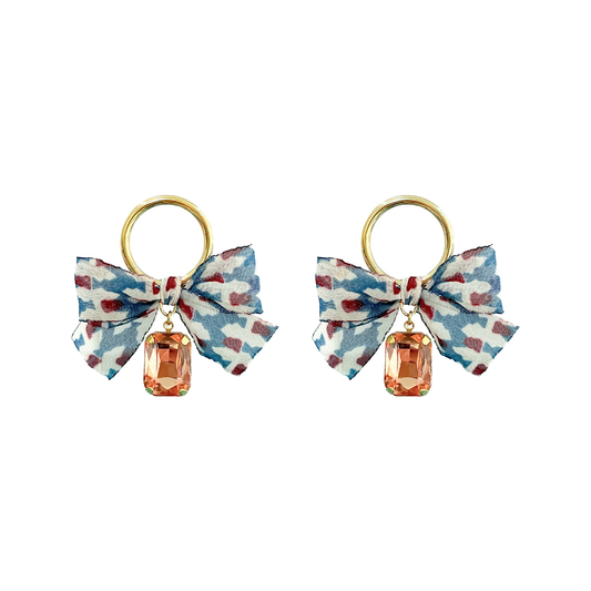 Bow Glass Stone Earrings