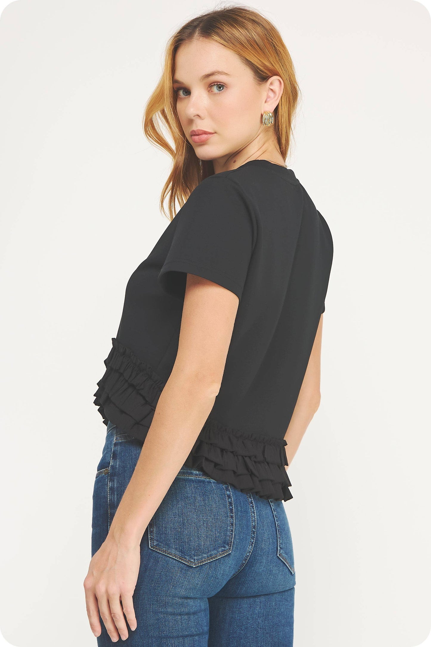Ruffle Frill Asym Tee Top