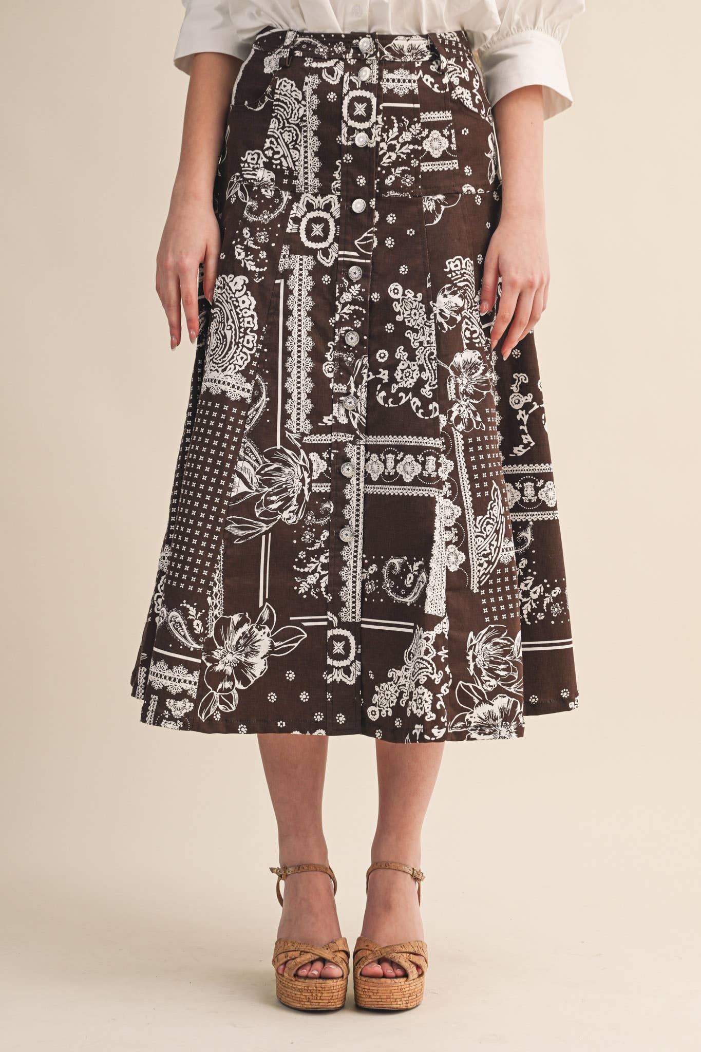 PAISLEY MIDI SKIRT