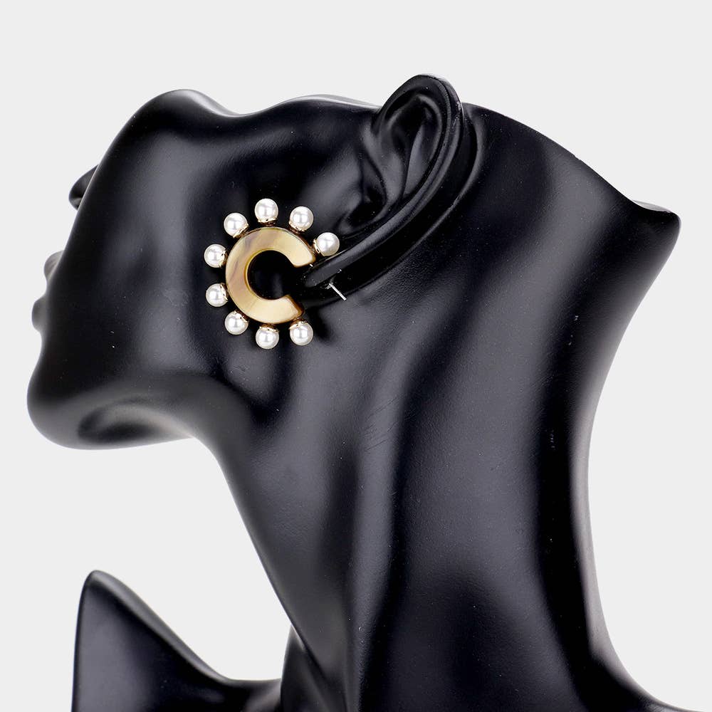 Half Hoop Pearl Earrings
