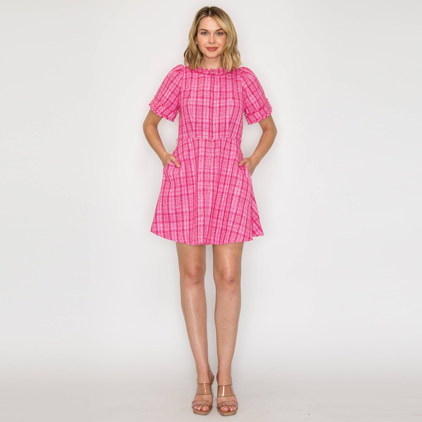 Pretty Pink Checker Mini Dress