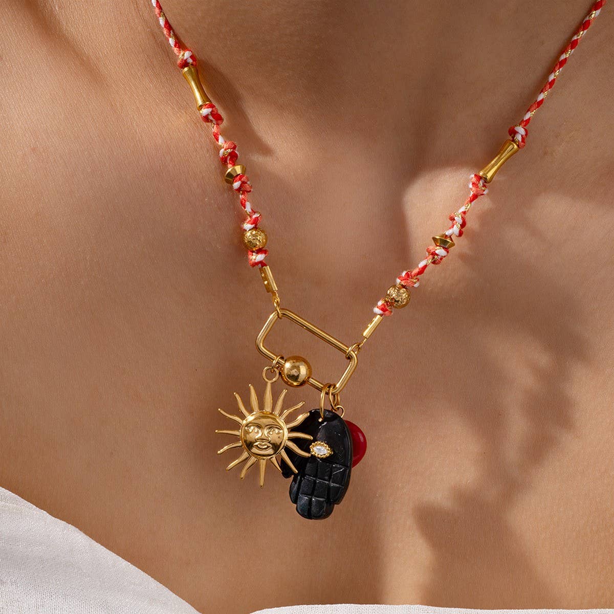 Eye Pendant Necklace with Natural Stone