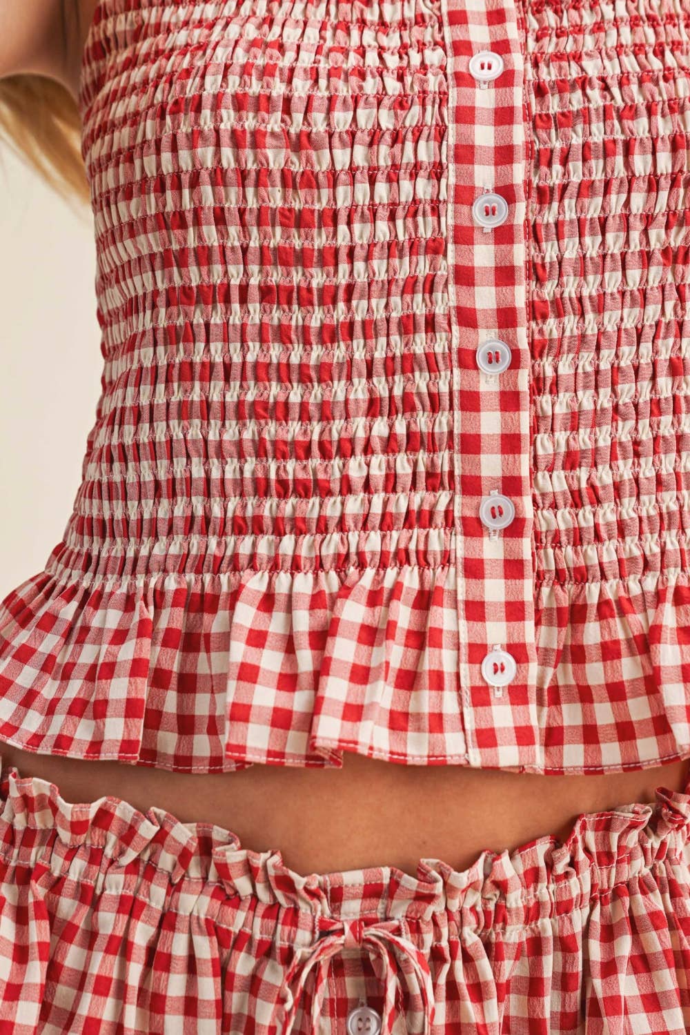 GINGHAM BUTTON SMOCKING SET