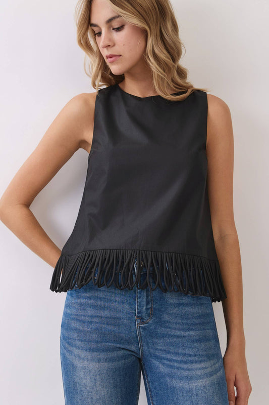 Fringe Hem Sleeveless Top