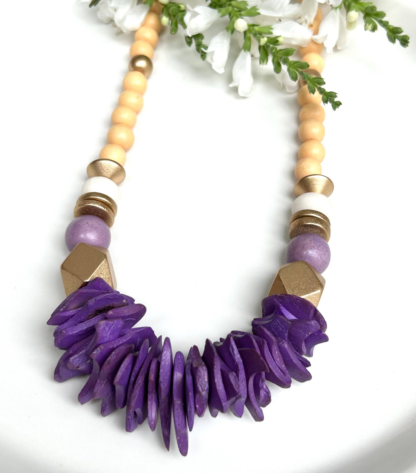Purple and Gold Beaded Necklace