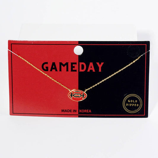 Gold Dipped Gameday Enamel Football Pendant Necklace