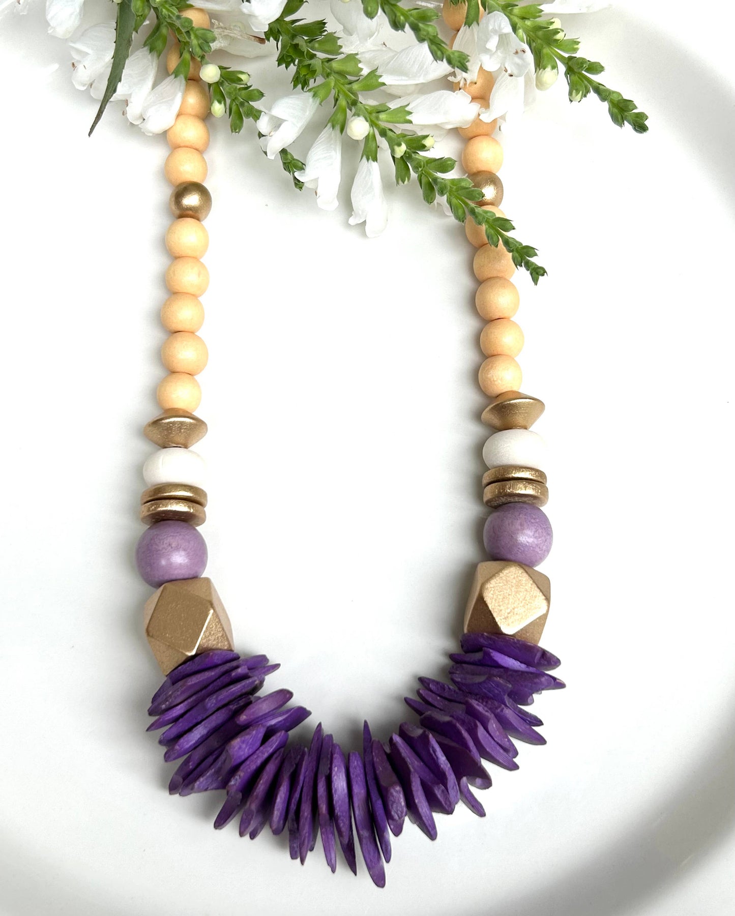 Purple and Gold Beaded Necklace