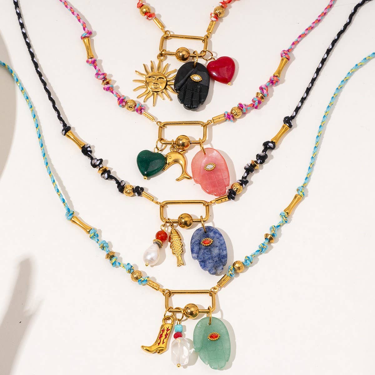 Eye Pendant Necklace with Natural Stone