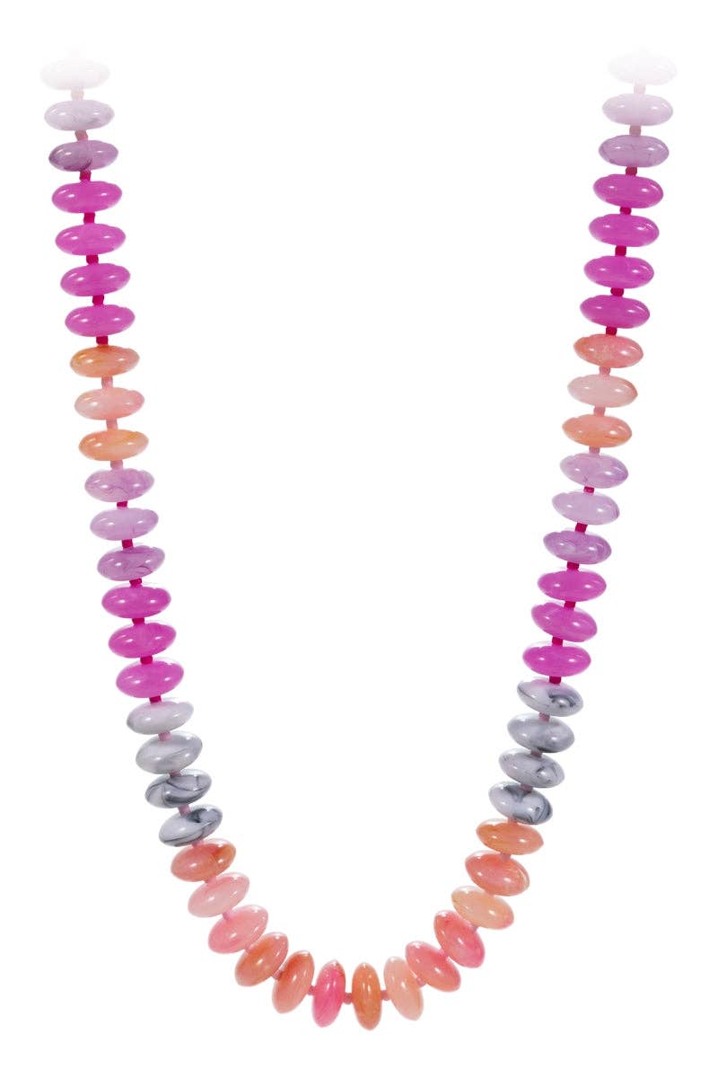 Oval Disk Resin Beads Ombre Mixed Short Necklace